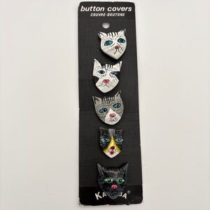 Karuba Multicolour Cat Button Covers (Set of 5)